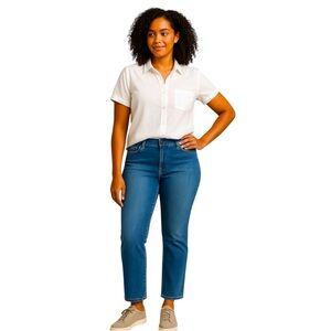 Soft Surroundings Medium Wash Denim Blue Straight Leg Comfort Fit Jeans